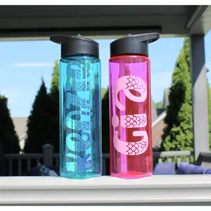 Personalized Mermaid Birthday Skinny Tumbler with Lid and Straw - Monogrammed Water Bottle - 24 oz
