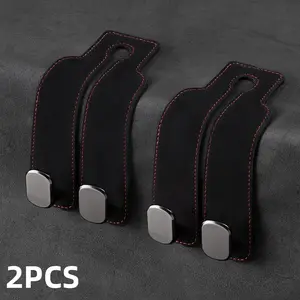 2PCS Car Seat Back Storage Hook, Car Seat Headrest Hook,Car Hooks for Purses and Bags, Purse Holder for Car, Leather Car Seat Back Storage Hook Double Hook Car Seat Hangers Organization Accessories