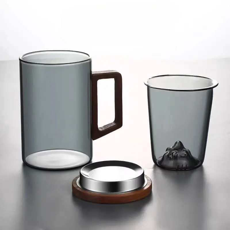 500ml Borosilicate Glass Mug with Filter Tea Cup with Wooden Lid Home High  Temperature Resistance Flower Tea Water Cup Drinkware Glass Coffee Cup -  TikTok Shop