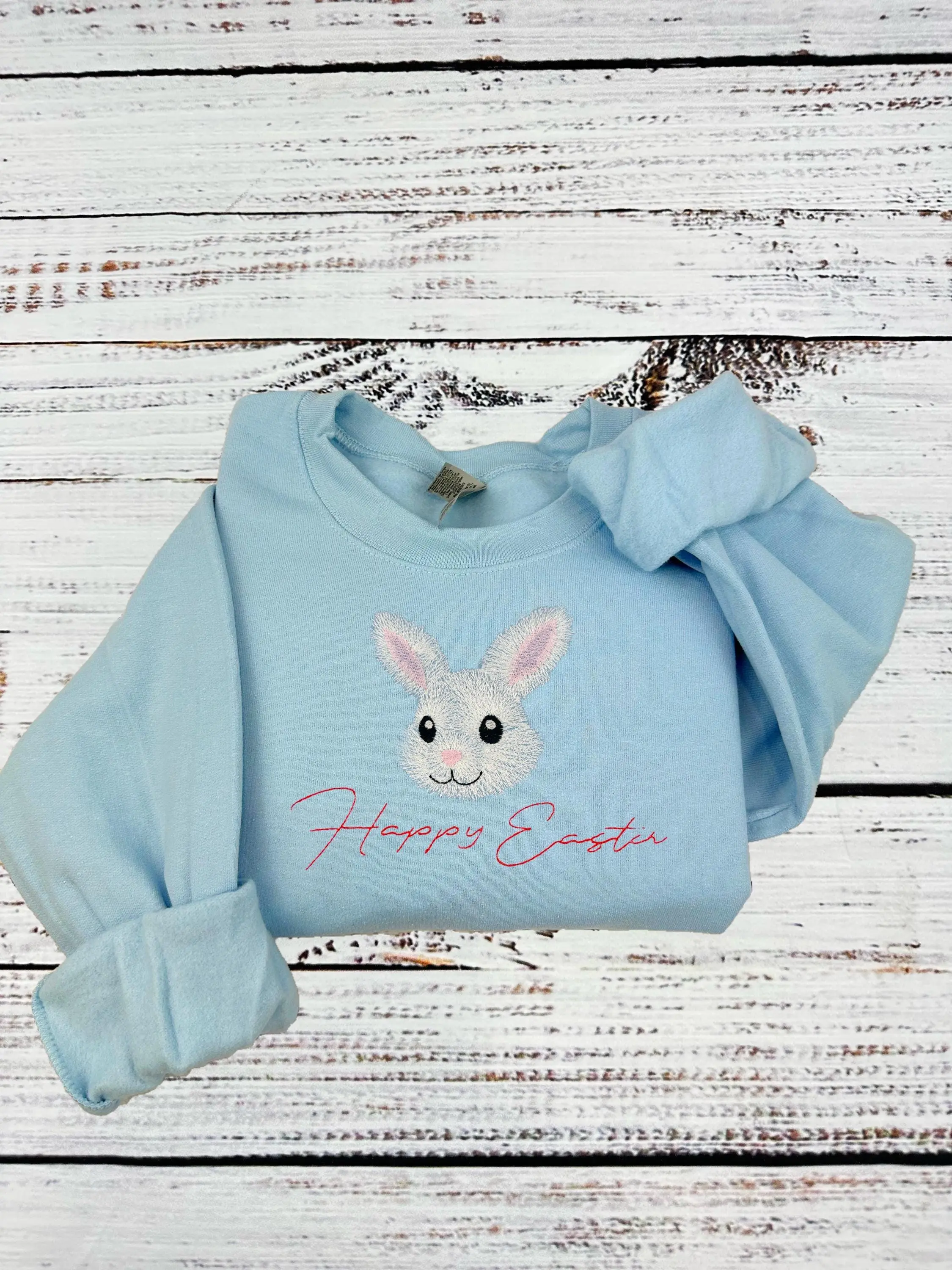 Easter Bunny Embroidered Hoodie/Sweatshirt - Cozy Spring Bunny Shirt, Holiday Pullover, Cute Easter Gift, Gifts for Her/Him