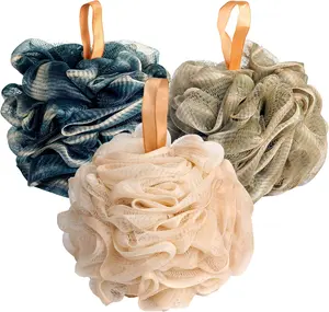 Bath Loofah Sponge, 3 Pack loofahs Exfoliating Body Scrubber, 60g Soft Mesh Pouf Shower Puffs, Loofa for Women and Men loofah