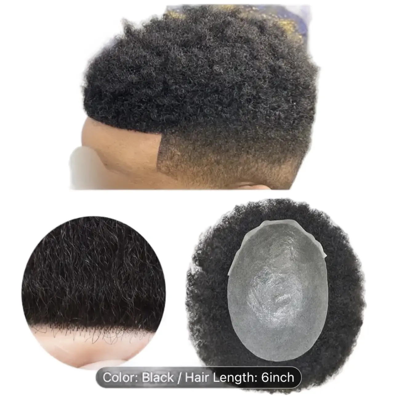 Men's Hairpiece with Body Wave, Full PU Base, 7 x 9 Inch