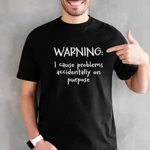 Warning I Cause Problems Accidentally On Purpose Funny Shirt | Sarcastic Meme Graphic Tee | Viral TikTok Quote Shirt | Trendy Aesthetic Humor Tee | Unisex Cotton Comfort Colors T-Shirt | Funny Attitude Shirt...