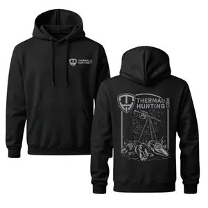 Thermal Hunting Hoodie – Rifle Tripod Starry Night Wild Boars Graphic Back Print, Outdoor Thermal Night Hunting Lifestyle Apparel  Hashtags