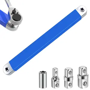 Offset Extension Wrench Set, 1 Set Impact Ready Socket Ratchet Wrench Extender Tool with 1/2'' 1/4'' 3/8'' Square Drive Adapters, Universal Stubby Wrenches Set for Car