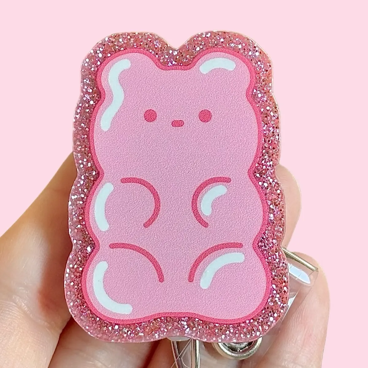 Glitter My Badge Gummy bear nurse badge reel for nurse and hospital workers. Badge clip Badge pull - Retractable swivel clip with a 360 rotation. Great gift for coworker. Healthcare