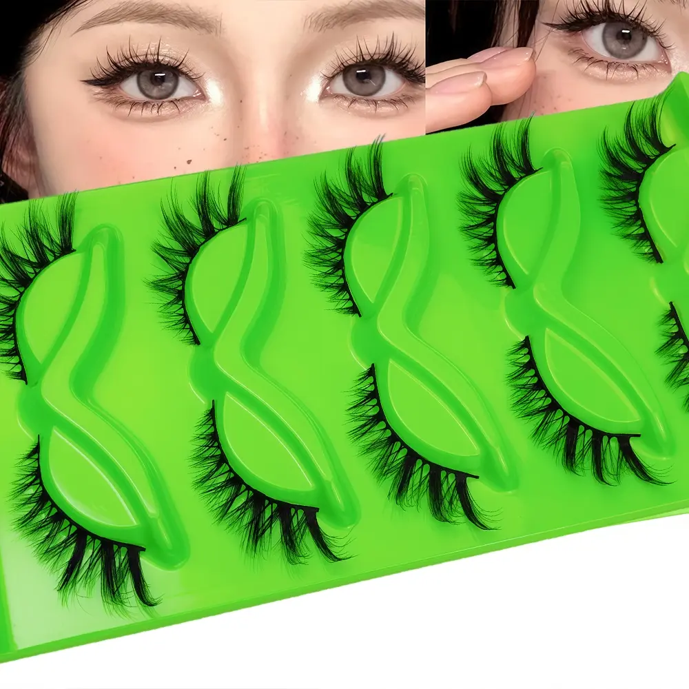 European and American Eyelash Demon, 5 Pairs Fake Eyelashes, Natural Barbie Style, Thick Comic Mixed Race Lashes, Eye Tail Design, Cosmetic, False Eyelashes Extensions