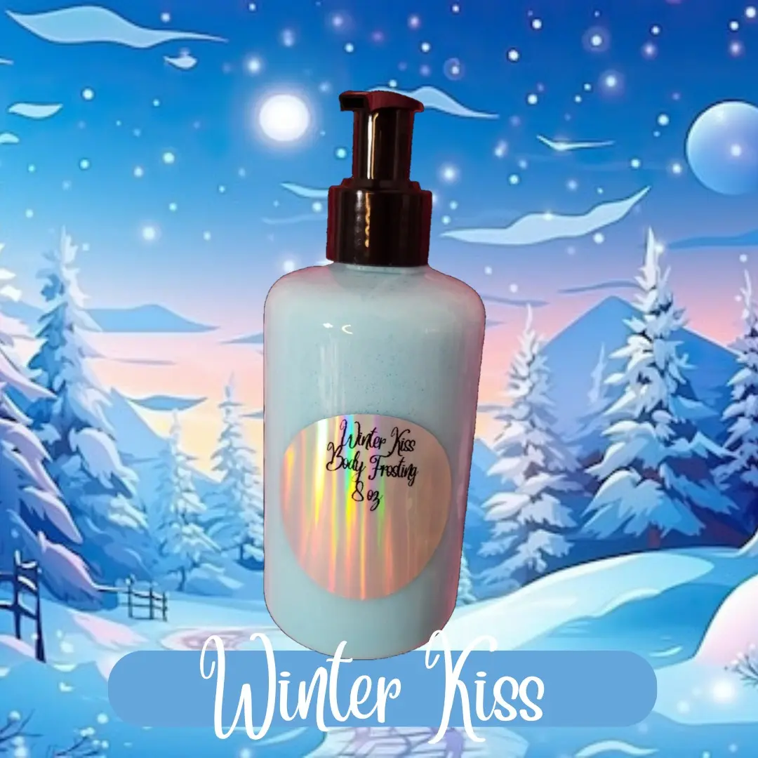 Winter Kiss Whipped Shea Butter Moisturizer. Handmade Shea Butter Body Frosting. All Natural Hand and Body Lotion 8 oz daily moisturizer hydrating