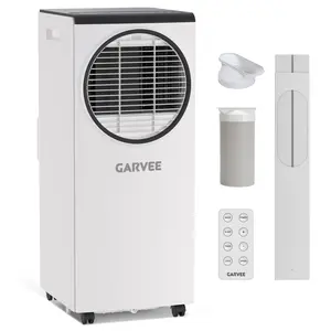 Garvee Efficient Cooling for Small Rooms – 8000 BTU Portable Air Conditioner with Dehumidifier & Fan – Quiet Floor Standing AC with LED Display, Remote, 24H Timer – Easy Install Window Kit – Ideal for Bedroom, Office, Dorm
