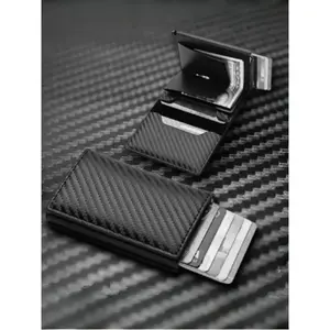 Men's Business Minimalist Carbon Fiber Card Holder, RFID Blocking Card Holder, Slim Wallet, Pop Up Card Case, Credit Card Holder, Gift for Men