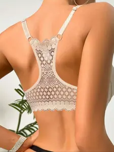 Women's sexy lace supportive bra with beautiful back, front button push-up and anti-expansion bra, suitable for dates, Valentine's Day and can be worn in all seasons.