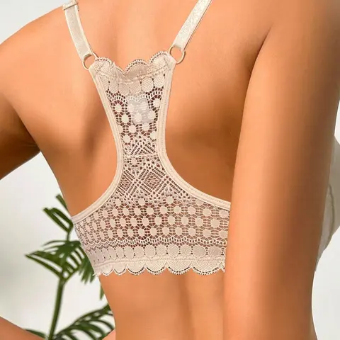Women's sexy lace supportive bra with beautiful back, front button push-up and anti-expansion bra, suitable for dates, Valentine's Day and can be worn in all seasons.