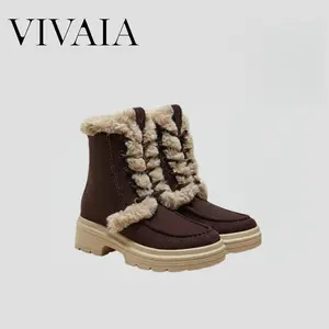 VIVAIA sorel boots women’s Water-Repellent Winter Boots: Warm Faux Fur Lining & Wool Cushion, Anti-Gravity Heel, Lightweight Snow Boots（Terry）