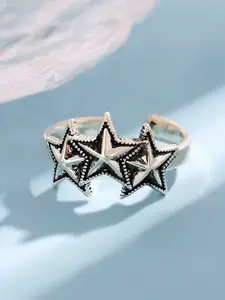 Vintage Distressed Star Design Three-Stacked Open Ring, Unique Personalized Jewelry Accessory, Stylish Statement Piece for Women, Adjustable Rings, Punk Style Ring