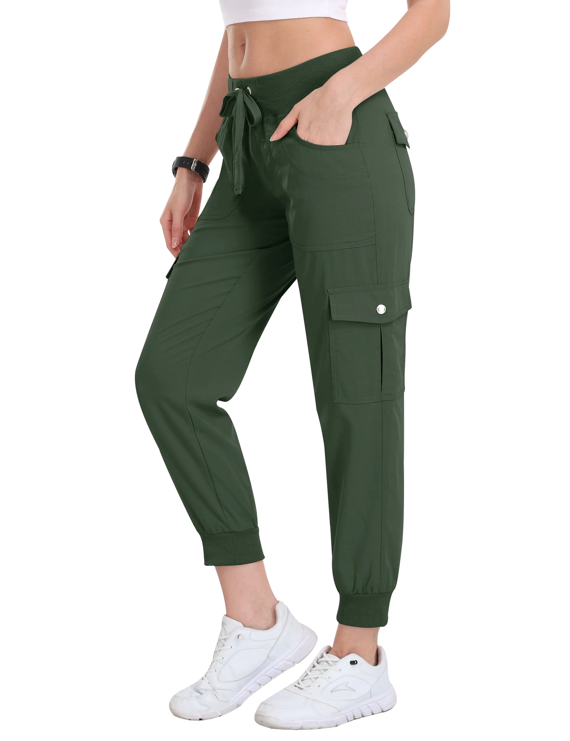 MoFiz Women's Lightweight  Hiking Cargo Pants Outdoor Quick Dry Casual Travel Sweatpants Joggers Elastic Waist Button Pockets Comfy Moms over 30 Basic four season【XS-3XL】