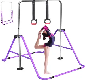 FBsport Gymnastics Bars for Kids with Adjustable Height, Folding Gymnastic Equipment Training Kip Bar, Junior Expandable Horizontal Monkey Bar for Home Practice