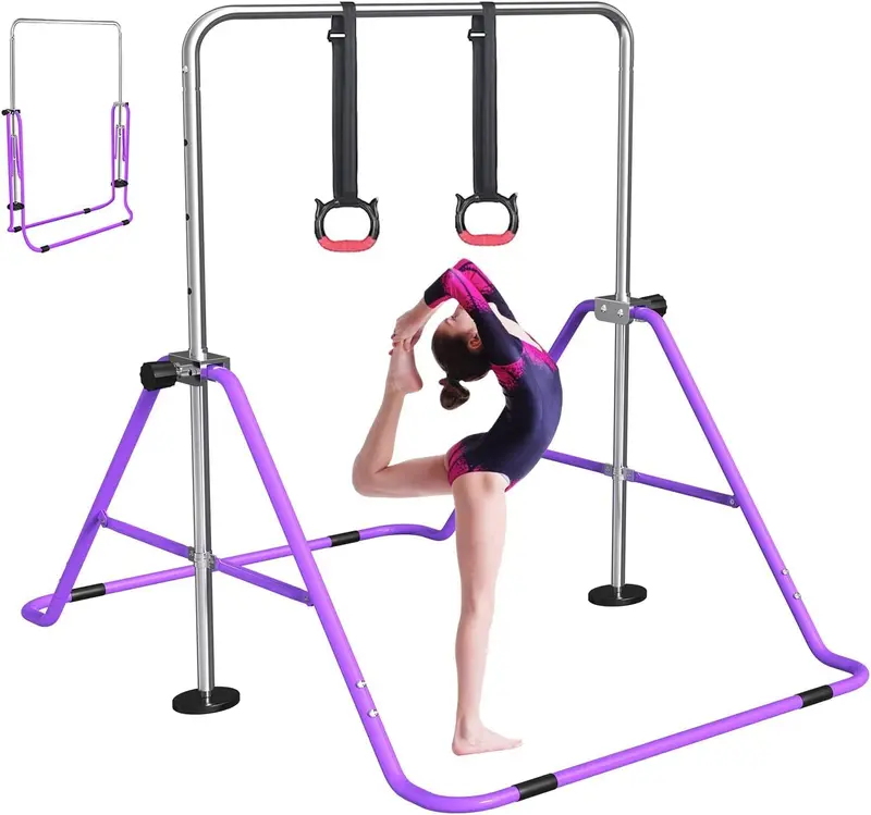 FBsport Gymnastics Bars for Kids with Adjustable Height, Folding Gymnastic Equipment Training Kip Bar, Junior Expandable Horizontal Monkey Bar for Home Practice
