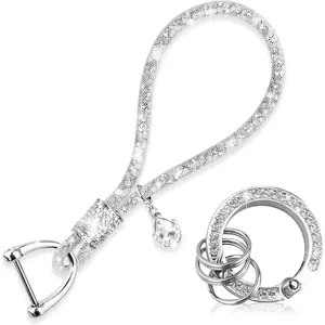 Cute car keychain for women, Crystal keychain accessories, bling wrist lanyard for keys, car key