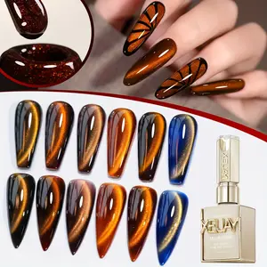 XEIJAYI Picture Frame Bottle “Sunset Gaze” 6-Color Set — New Trending Amber Cat Eye Gel Nail Polish, Versatile Minimalist Style, Sparkling Glitter Finish for DIY Nail Art at Home or Salon