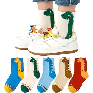 qqcF-SOK31  5Pairs Boys Crew Socks Funny Cartoon Dinosaur Cotton Crazy Socks for Kids