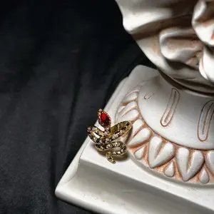 [Halloween Special] Blood Snake Ruby Golden Snake Ring with Diamonds
