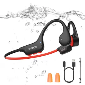 IFECCO Waterproof Headphones for Swimming, Bone Conduction Headphones Bluetooth 6.0, IP68 Waterproof Swimming Earbuds Underwater with 8G MP3 for Running Cycling Sports