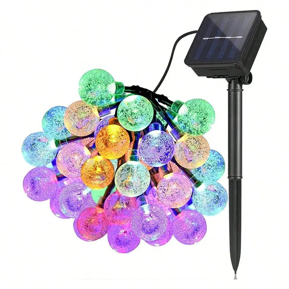 Outdoor Solar String Lights, 21ft 30 Waterproof LEDs Globe Crystal Ball Lights, Garden Party Decor for Patio Christmas Decoration (Multicolor), Solar Outdoor Lights