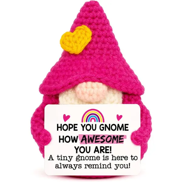 Crocheted Yarn Funny Gnome Stuffed Toy - Back to School First Day Gift for Students, Stress Relief Inspirational Gift for Women's Teachers