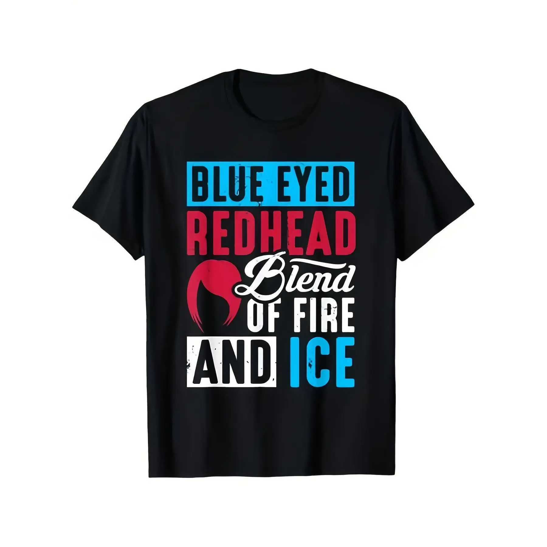 Menswear 100% Cotton Blue Eyed Redhead Graphic Tee, Unisex Shortleeve Round Neck T-Shirt, Casual Regular Fit with Slight Stretch, Perfect for Adults Weekend Casual All Seasons 2026, Shortsleeve, Vintage, Pure Cotton