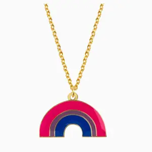 Bisexual Rainbow Necklace with Gold Chain and Pendant