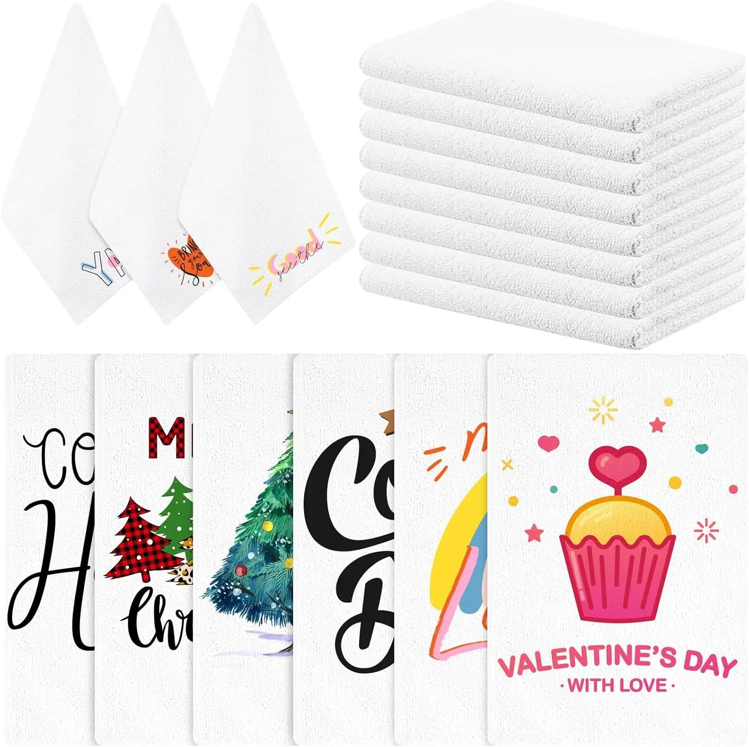 15 Piece Sublimation Blanket 16 x 24 Inch DIY Microfiber Dish Towels for Kitchen Cleaning