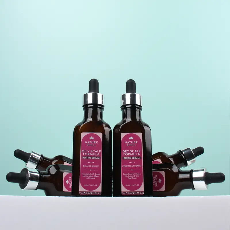 Nature Spell Scalp Formula - Balance & Shine Peptide Serum for Oily Scalp & Calm & Clear Biotic Serum for Dry Scalp Soothing 50ml