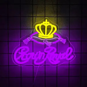 Crown Neon Sign for Bar Wall Decor, Royal Beer Lights Signs Whiskey LED Sign for Bar Man Cave Bedroom Home Shop Pub Bistro Party Hotel Game Room Decor Gifts, USB Powered