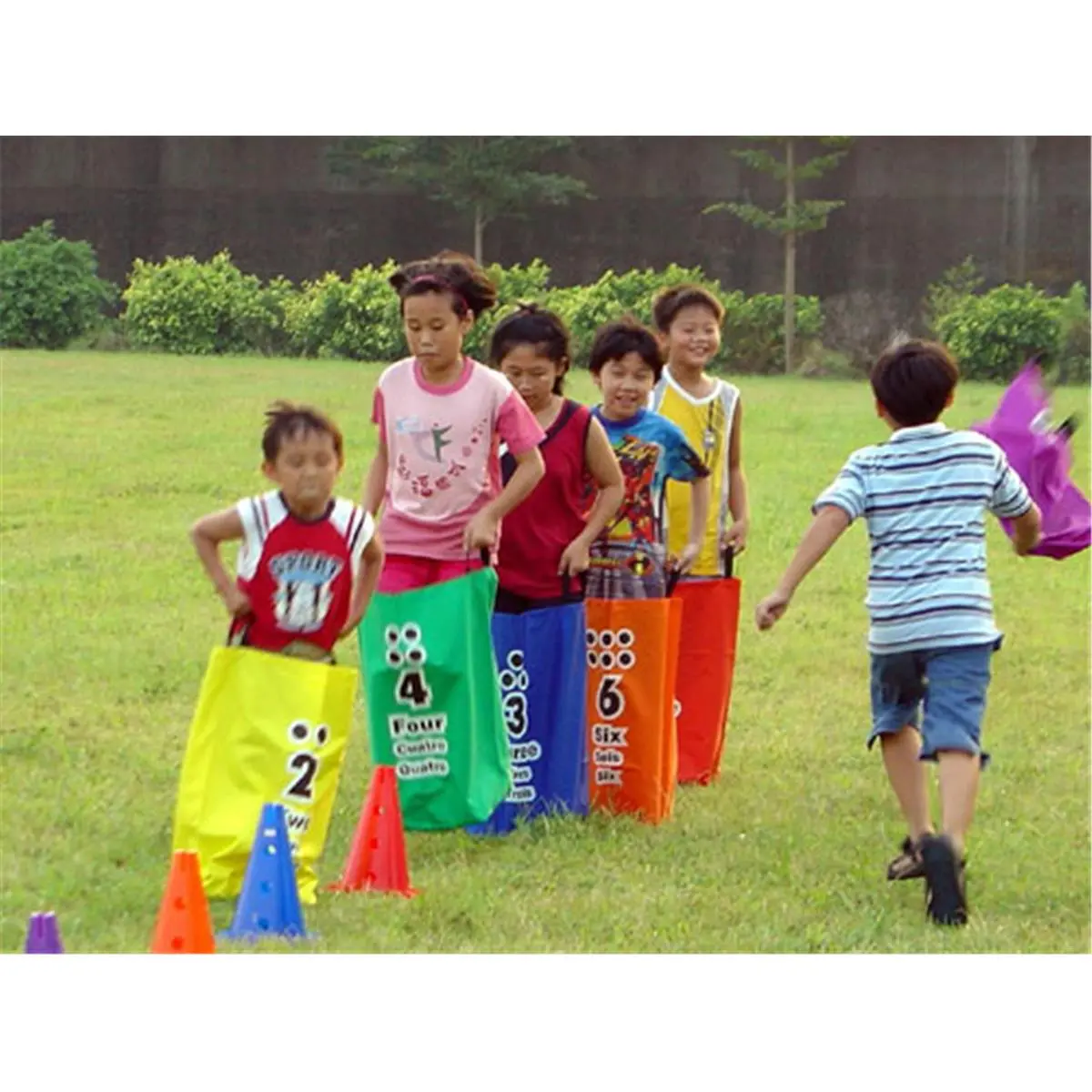 Everrich Numbered Open-Top Jumping Bags - 25x42 Inch Hopping Sacks, Set of 6, Ideal for Outdoor Events