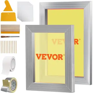 Father's Day Gift VEVOR Screen Printing Kit, 2 Pieces Aluminum Silk Screen Printing Frames 8x10/10x14in 110 Count Mesh, 2 Tapes and Screen Printing Squeegees and Transparency Films for T-Shirts DIY Printing