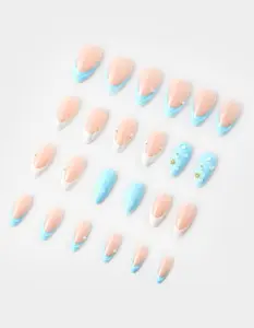 NEVER HAVE  Womens I EVER Waterlily French Press-On Nails, Blue