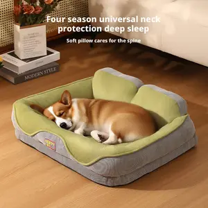 Seasonal Universal Pet Bed Warm Winter Elevated Thickened Neck Support Cushion Cat Dog Nest Pad, Cozy Sleeping Rest Mat