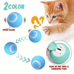 Smart Interactive Electric Rolling Ball Cat Toy with Obstacle-Avoiding Sensor, Auto-Charging USB, Lithium Battery-Powered Rotating Chasing Toy with 3 Speed Modes & 360° Movement for Indoor/Outdoor Play, Durable Silicone for All Cat Breeds &