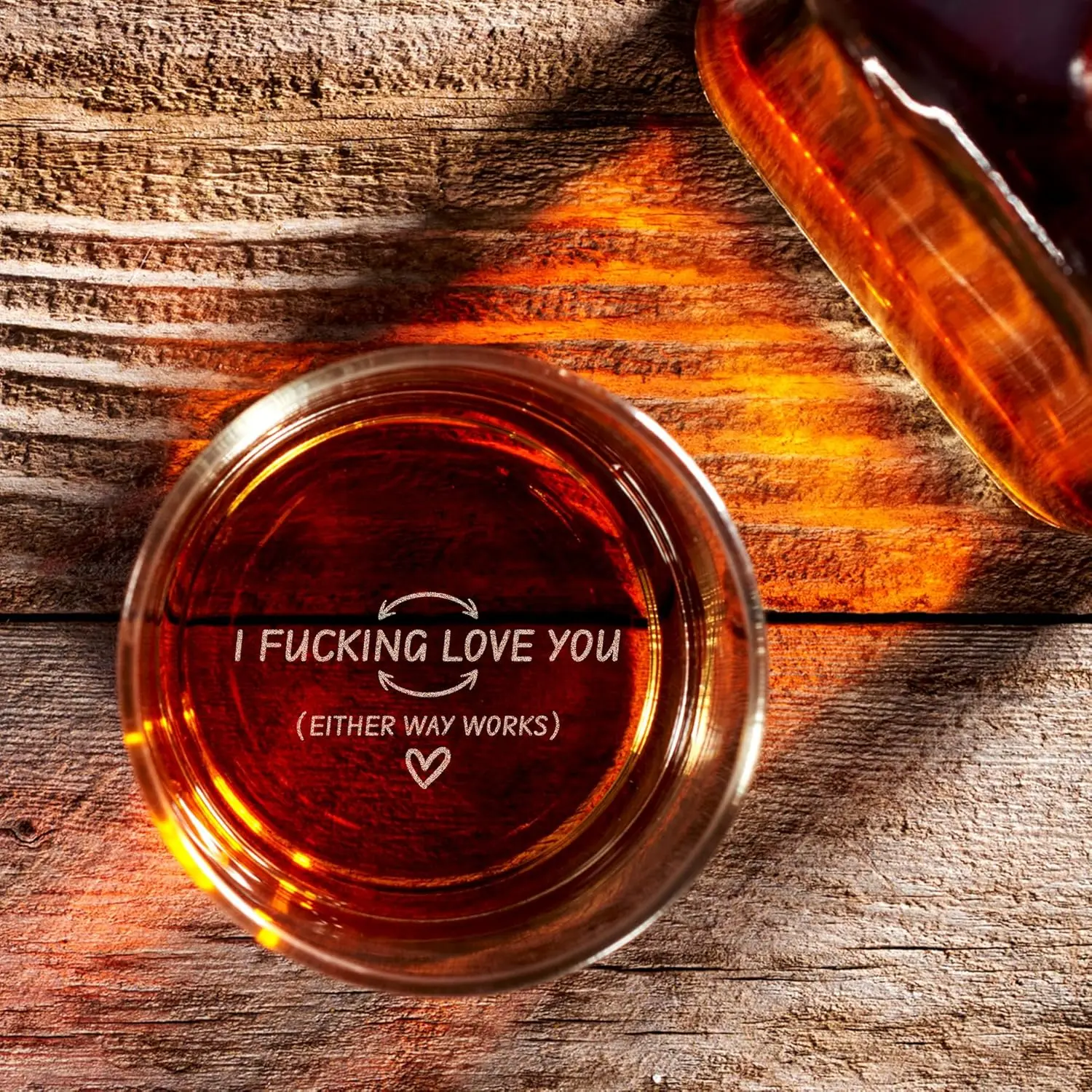 I F*king Love You - High quality laser engraved whiskey glasses, Personalize your handwriting Gifts for couples, Home Decor & Gifts, Funny gift for men and women, Drinkware, Halloween