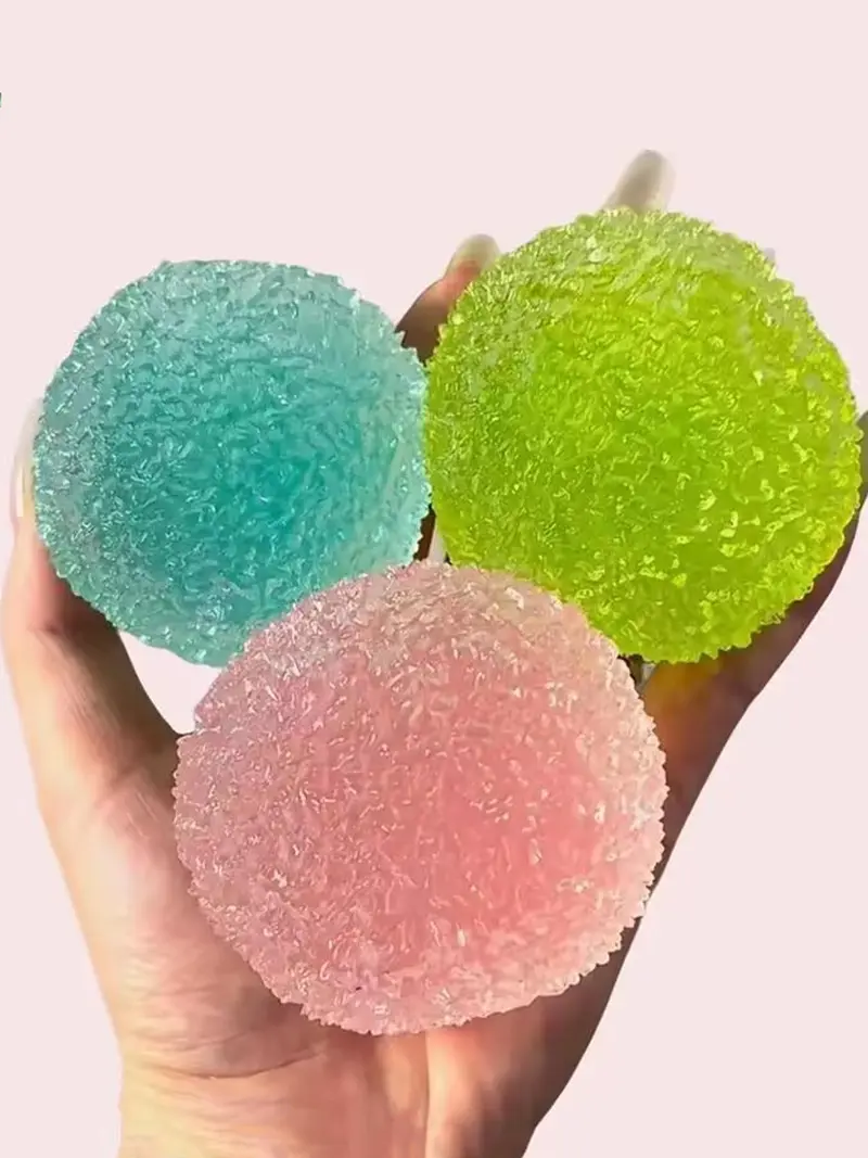 1pc Pawtoto Grape Beads Pink Handcrafted Crystal Mochi Ball Trio Squishy Toy Handmade TPR Soft Stress Relief Fidget Sensory Grippie Set for Relaxation and Gift Giving