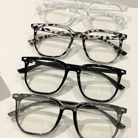 4 Pairs Classic Simple Casual Women's Glasses, Suitable for Office and Gaming, Non-Color Changing, Plastic Frame, All Seasons
