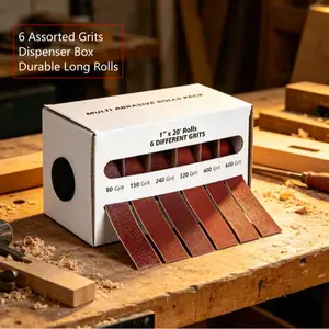 Emery Cloth Roll, 6 Grits Assorted Sand Paper, Durable Heavy Duty Abrasive Sandpaper Rolls, Emery Cloth for Metal, Sandpaper for Wood, Finishing Products, Industrial Repair, Roll Format, Sanding