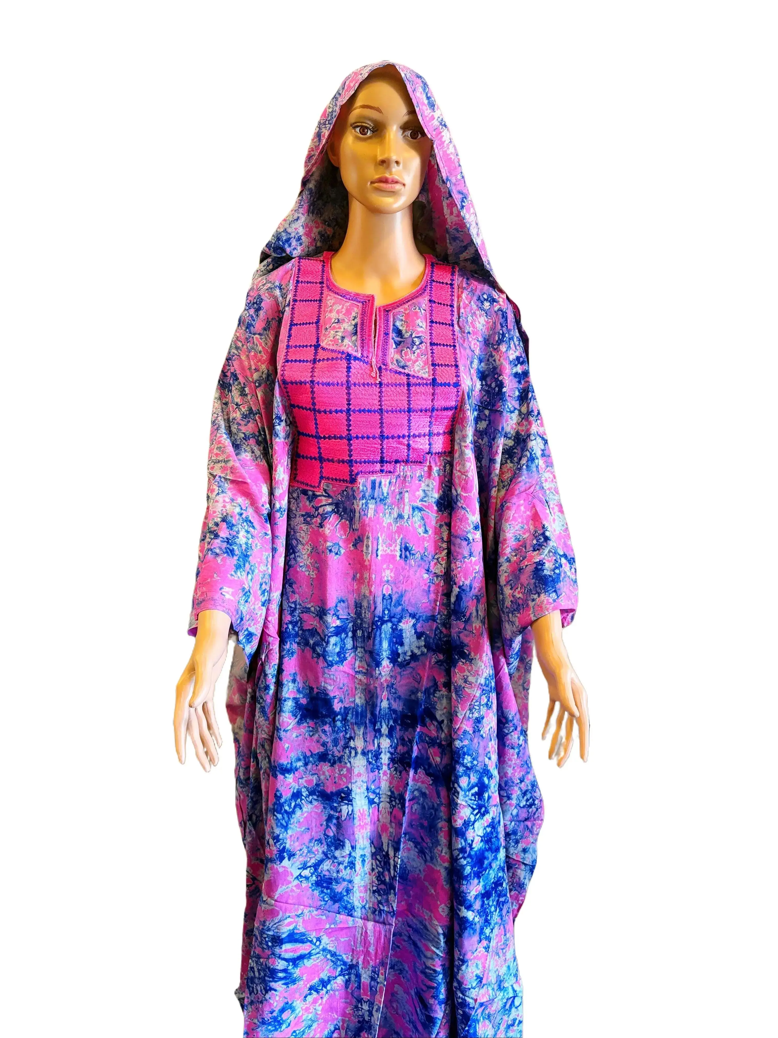 African Dress Fluide Soft Fabric Maxi Art Dress with Scarf Long Dress One Size Fits S to XL Machine Washable Casual Women's Wear Elegance Statement Su