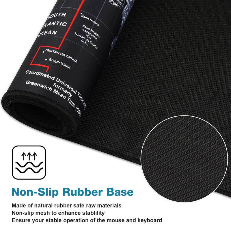 Extended Mouse Pad Large Size Mousepad for Gaming Office Home 80x30cm Black White Map