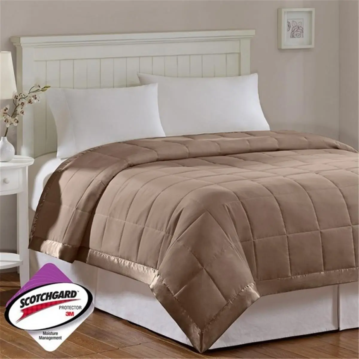 212 MAIN Windom Microfiber Down Alternative Blanket - Brown, Full/Queen Size, Moisture-Resistant Polyester Fiber Bedding Accessory, Soft Warm Blanket