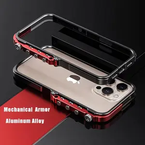 Liu Fei DigitalAluminum Alloy Armor Frame iPhone16Pro Max Phone Case For iPhone16 13pro 14 15Plus Mechanical Metal 360 ° Bumper Shockproof Cover