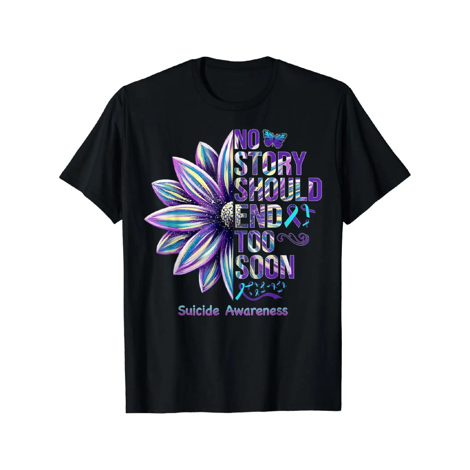 Unisex 100% Cotton Graphic Crew Neck T-Shirt - Soft All-Sizes Sports Top with 'Every Life Matters' Suicide Prevention Streetwear Design, Tops, Shortsleeve, Round Neck, Parents, Tshirt, Casual, Menswear, Breathable Cotton, Unisex Fit, Text Print, All-Sizes