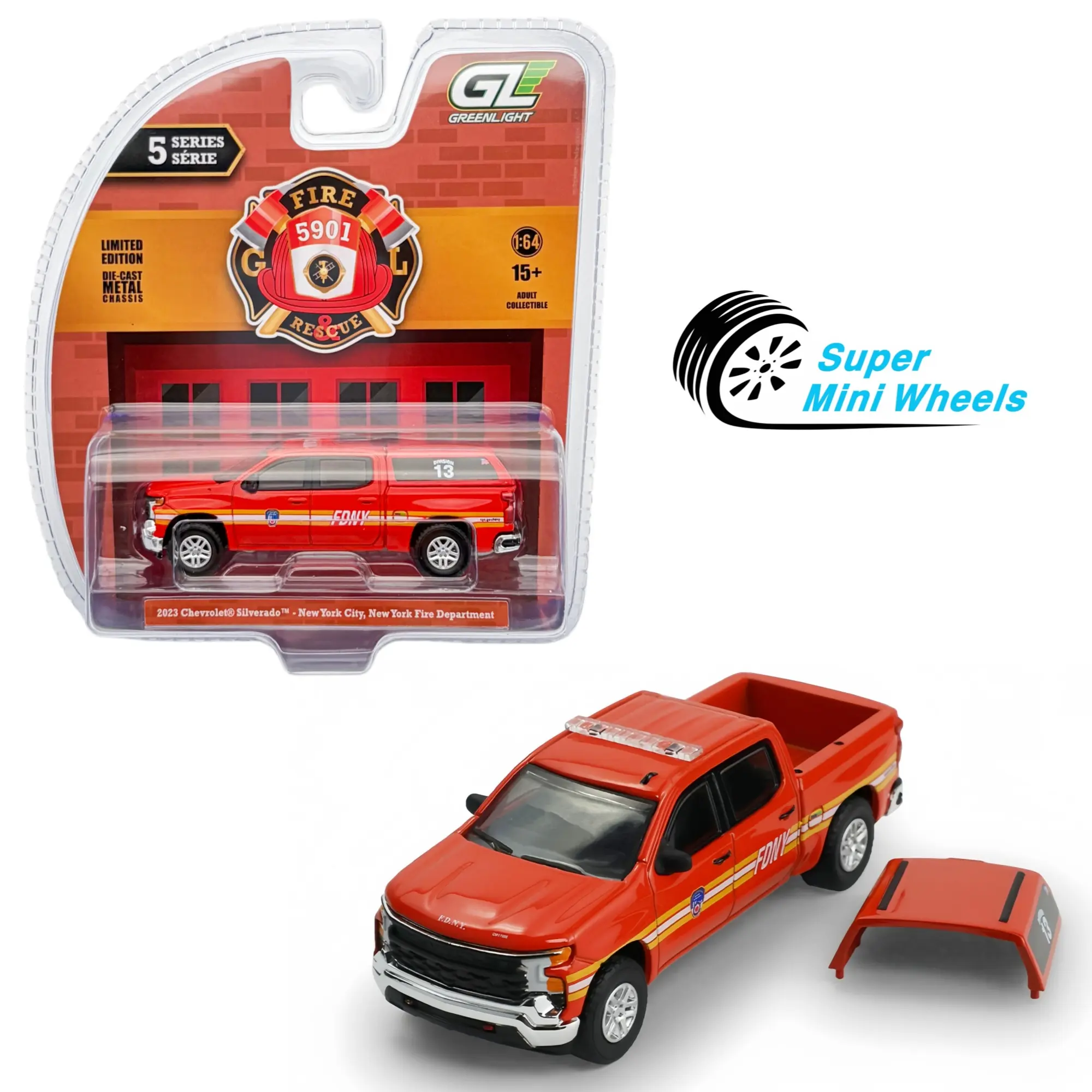 Greenlight 1:64 First Responder – 2023 Chevrolet Silverado FDNY Solid Pack