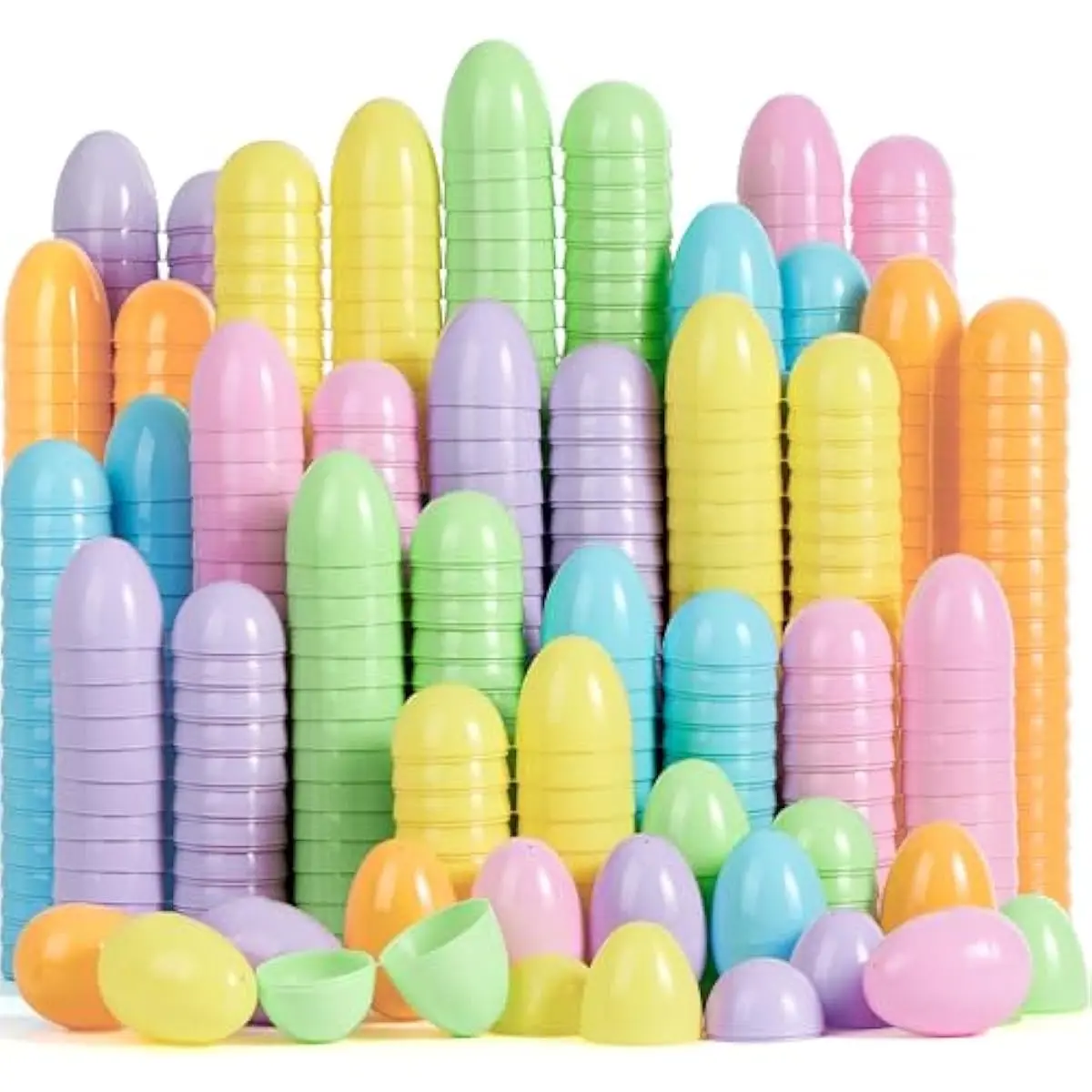 3.15" Pastel Easter Eggs, 25PCS Large Plastic Eggs, Empty Colorful Fillable Eggshells for Easter Hunt, Party Favor, Basket Stuffers Filler, Classroom Prize Supplies
