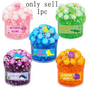 1 pc Ocean Animal Themed 70ML Clear Slime Kit Squishy Series Aesthetic Ins Style Bubbly Stress Relief Putty Non-Toxic For Kids Students Birthday/Party Favor/Gift Squishy Clay Toy